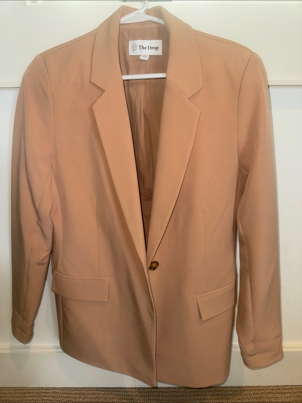 Nordstrom Rack- Blush-Tan Single-Button Blazer, polyester/elastane blend